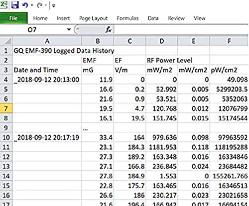 EMF, EF, RF Power level, EMF METER, Logged Data History