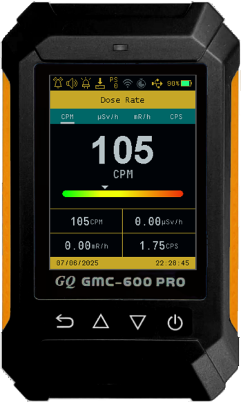 GQ 600 PRO Geiger Counter Nuclear Radiation Detector – Dosimeter for Alpha, Beta, Gamma, X-Ray – Portable Radiation Monitor with Real-Time Data, Global Data Sharing, LCD Display & USB